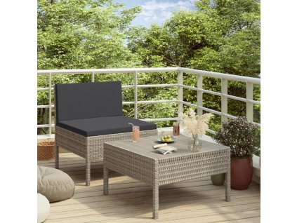 2dílná zahradní sedací souprava s poduškami polyratan šedá 310200