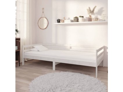 Denní postel s matrací 90 x 200 cm bílá masivní borové dřevo 3083555