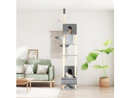 Kočičí strom ke stropu světle šedý 277–303 cm 171613