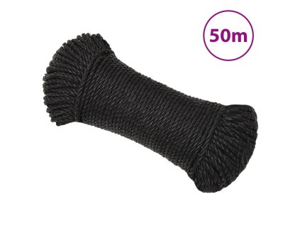 Pracovní lano černé 8 mm 50 m polypropylen 153007
