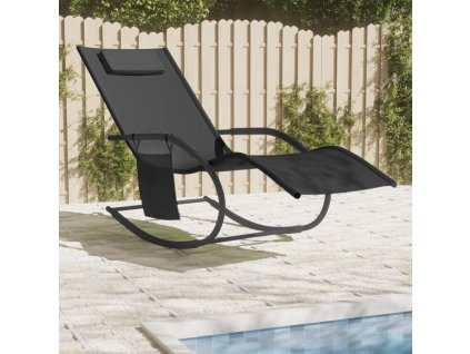 Houpací lehátko černé ocel a textilen 318120