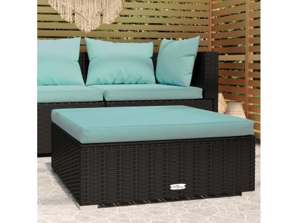 Zahradní podnožka s poduškou černá 70 x 70 x 30 cm polyratan 317536