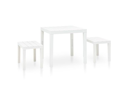 Zahradní stůl se 2 lavicemi plast bílý 48777