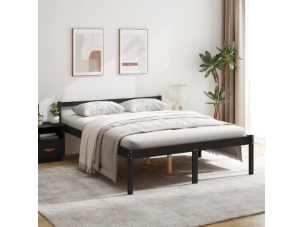 Postel pro seniory černá 150x200 cm King Size masivní borovice 810623