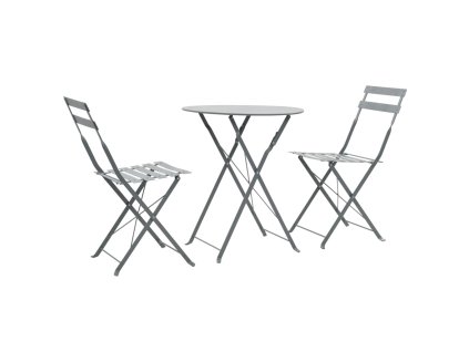3dílný bistro set ocelový černý 44355