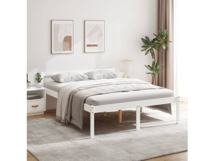 Postel pro seniory bílá 150 x 200 cm King Size masivní borovice 810620