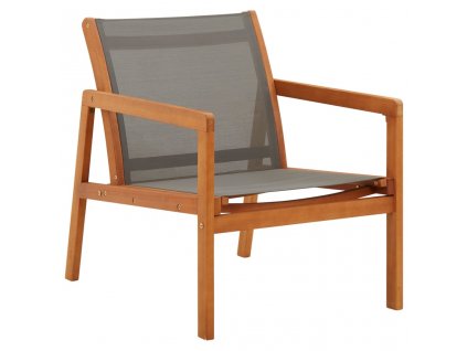 Zahradní křeslo šedé masivní eukalyptus a textilen 48697