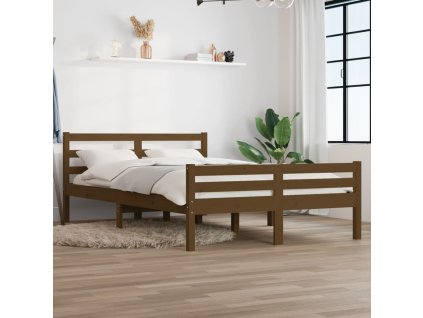 Rám postele medově hnědý masivní dřevo 135 x 190 cm dvojlůžko 814797