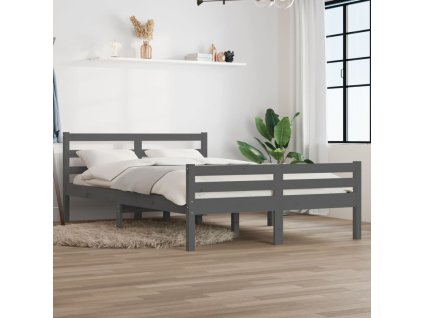 Rám postele šedý masivní dřevo 150 x 200 cm King Size 814826