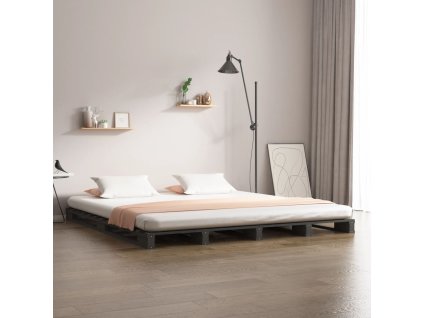 Postel z palet šedá 120 x 190 cm masivní borovice Small Double 821429