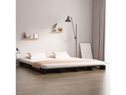 Postel z palet černá 120 x 190 cm masivní borovice Small Double 821431