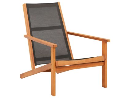 Zahradní křeslo černé masivní eukalyptus a textilen 48699