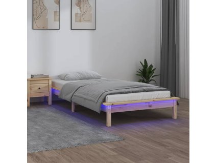 Rám postele s LED světlem 100 x 200 cm masivní dřevo 820596