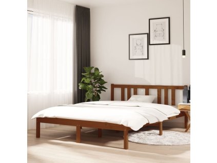 Rám postele medově hnědý masivní dřevo 140 x 190 cm 814867