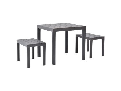 Zahradní stůl se 2 lavicemi plast hnědý 48779