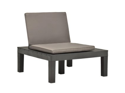 Zahradní lenoška s poduškou plast antracitová 48826