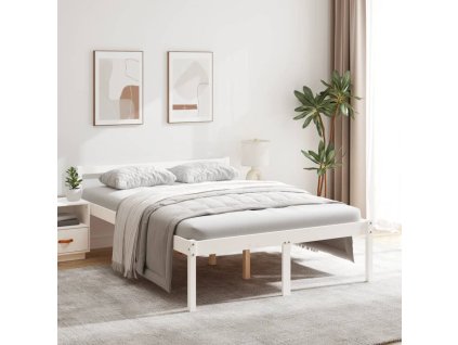 Postel pro seniory bílá 135 x 190 cm Double masivní borovice 810590