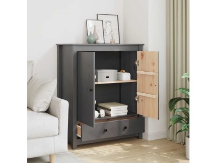 Skříň highboard šedá 83 x 41,5 x 100 cm masivní borové dřevo 823516