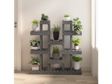 Stojan na rostliny šedý 104,5x25x109,5 cm masivní borové dřevo 822094