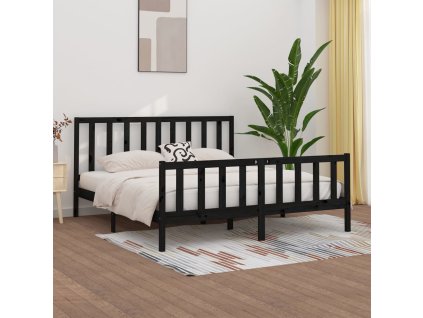 Rám postele černý masivní dřevo 200 x 200 cm 3106857