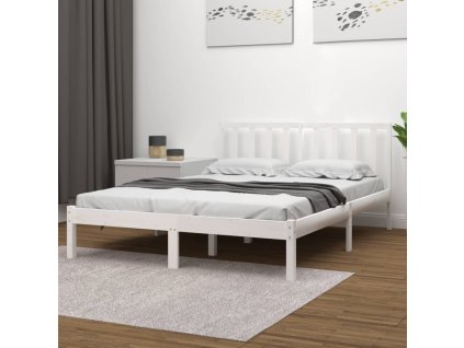 Rám postele bílý masivní borovice 200 x 200 cm 3105092