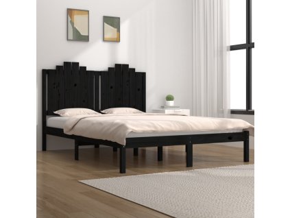 Rám postele černý masivní borovice 200 x 200 cm 3103802
