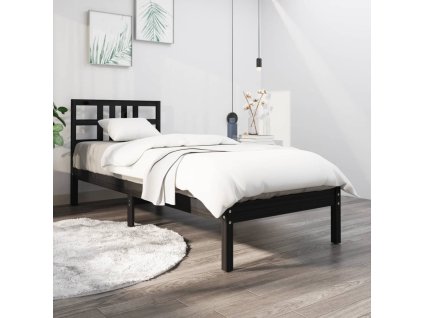 Rám postele černý masivní dřevo 100 x 200 cm 3105399