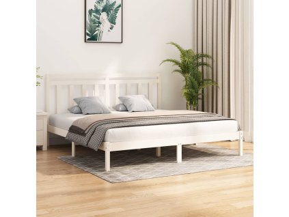 Rám postele bílý masivní dřevo 200 x 200 cm 3105271