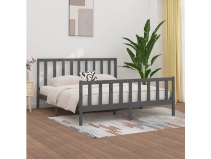 Rám postele šedý masivní dřevo 200 x 200 cm 3106855