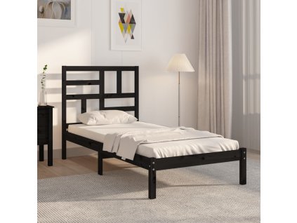 Rám postele černý masivní dřevo 100 x 200 cm 3105944