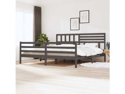Rám postele šedý masivní dřevo 200 x 200 cm 3101110