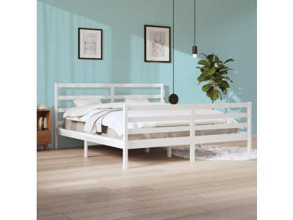 Rám postele bílý masivní borovice 200 x 200 cm 3105027