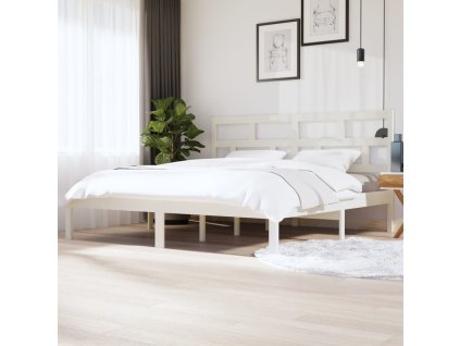 Rám postele bílý masivní borovice 200 x 200 cm 3101239