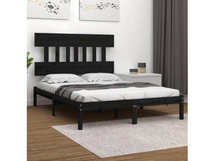 Rám postele černý masivní dřevo 200 x 200 cm 3104762