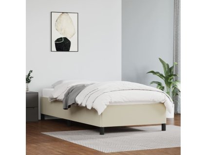 Rám postele krémový 90 x 190 cm umělá kůže 347223