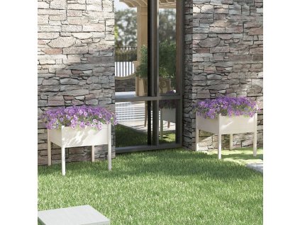 Zahradní truhlíky 2 ks bílé 70 x 70 x 70 cm masivní borovice 810812