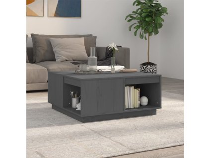 Konferenční stolek šedý 80 x 81 x 36,5 cm masivní borové dřevo 814526