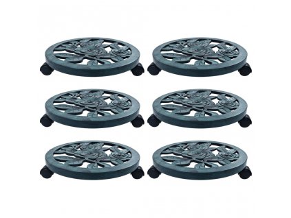 Vozíky pod květináč 6 ks zelené 38 cm plast 48228