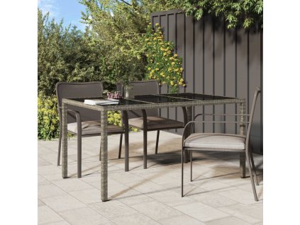 Zahradní stůl 150 x 90 x 75 cm tvrzené sklo a polyratan šedý 316708