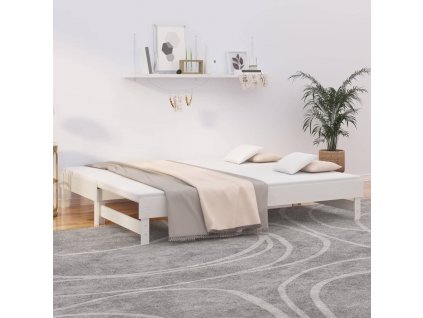 Výsuvná postel bílá 2x (90 x 200) cm masivní borovice 823380