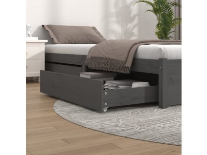 Zásuvky pod postel 2 ks šedé masivní borové dřevo 814991