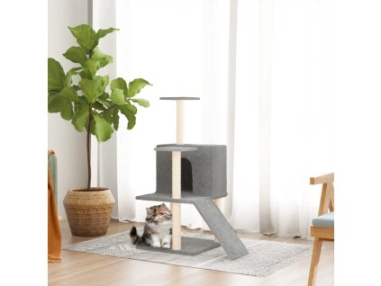 Škrabadlo pro kočky se sisalovými sloupky světle šedé 109 cm 171670