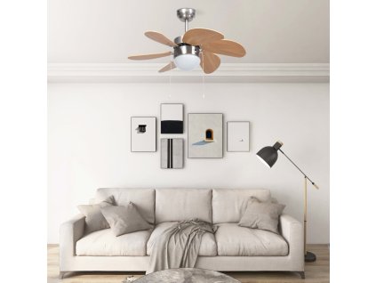 Stropní ventilátor se světlem 76 cm světle hnědý 51489