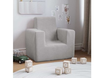 Dětská pohovka světle šedá měkký plyš 341834