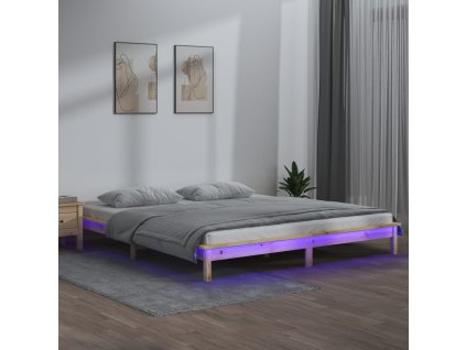 Rám postele s LED světlem 135 x 190 cm Double masivní dřevo 820646
