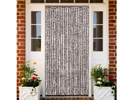 Závěs proti hmyzu hnědý a bílý 100 x 220 cm Chenille 325453
