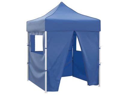 Profesionální skládací party stan 4 bočnice 2 x 2 m ocel modrá 48879