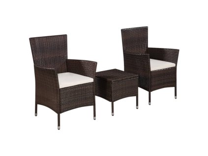 3dílný bistro set polyratan hnědý 44093