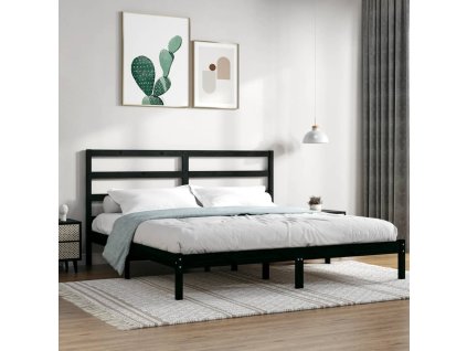 Rám postele černý masivní borovice 200 x 200 cm 3104957