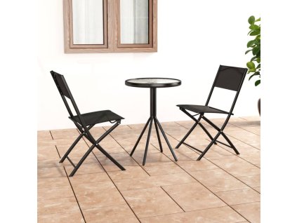 3dílný bistro set ocel černý 318765
